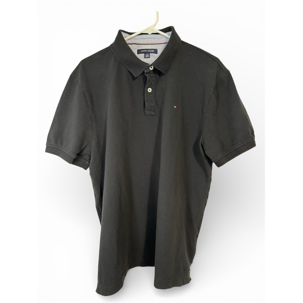 Tommy Hilfiger Polo Shirt Men's XL Black Casual Short Sleeve